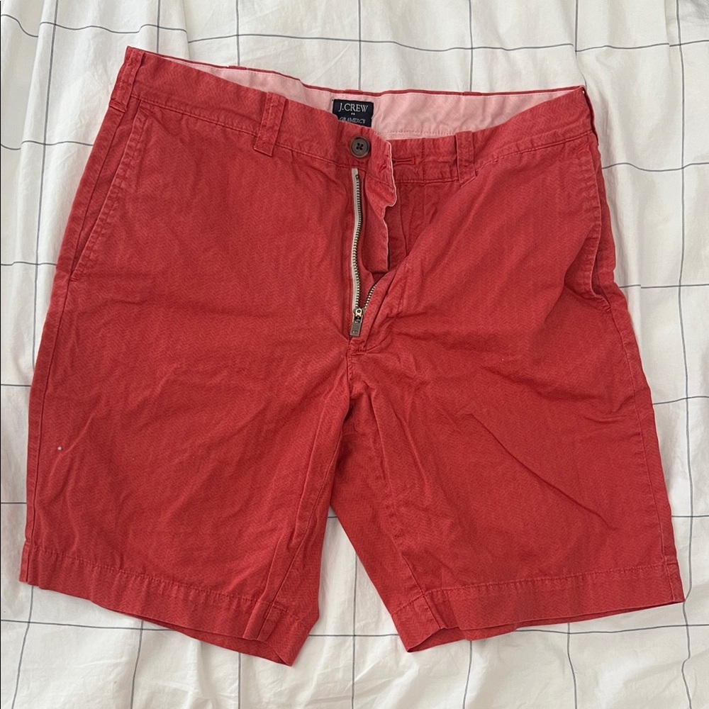 J. Crew Men’s Red Flat-Front Cotton Shorts